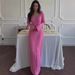 Women's Sexy Solid Color Long Sleeved Dress Elegant Cotton Polyester Blend European American Style For Autumn_ecoleips.com
