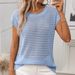 Summer Women's Round Neck Knitted Sweater Hollow Out Sunscreen Cover Up American Style_ecoleips.com