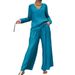 Women's Stretch Polyester Travel Pantsuit - Elastic Lounge Set With Long Sleeve & Trousers (10 Colors, S-5xl)_ecoleips.com