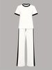 Women's European American Style Spring Summer Short Sleeve T-Shirt Casual Pullover Two Piece Set Elegant_ecoleips.com