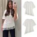 Women's Lace Patchwork T-Shirt Round Neck Short Sleeve Loose Top Style Summer Fashion Solid Color_ecoleips.com