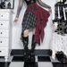 XS25353 Patterned Irregular Plaid Midi Skirt for Women Dark Style Streetwear Mini Skirt Versatile Subculture_ecoleips.com