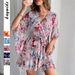 Cross-Border European And American Casual Simple Style Floral Tie Waist Midi Dress Women's Fashion 2025 Summer_ecoleips.com