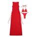 Women’s Clothing new solid color bikini cover up beach skirt three piece swimsuit female high end hot spring swimsuit_ecoleips.com