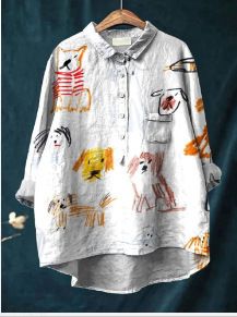 Women's Clothing Hot Selling Summer Women's Clothing Loose Printed Lapel Casual Shirt_ecoleips.com