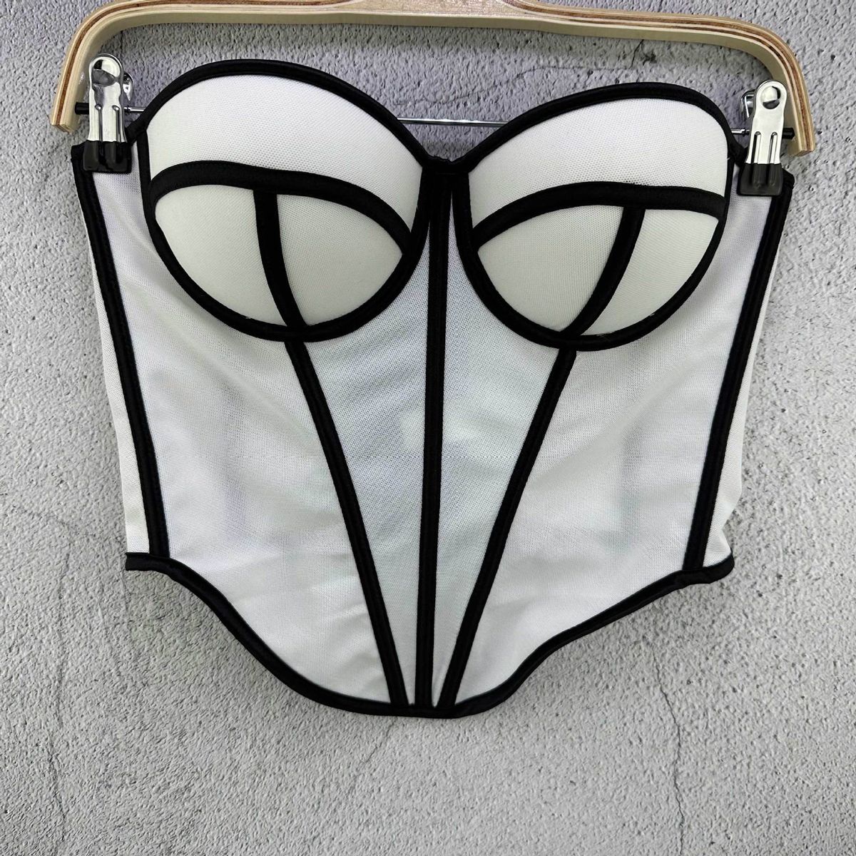 Women's Clothing Mesh Small Vest Camisole Retro Slim Breathable Temperament Fishbone Chest Cup Top For Women_ecoleips.com