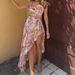 Sexy Lace Strapless Floral Print Dress Irregular Off-Shoulder Spring/Summer New 2025 European And American Cross Border Women's Clothing_ecoleips.com