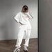 Women's Clothing Autumn Winter Parisian Loose Casual Long Sleeved Sweatshirt Joggers Set Letter Print 9019_ecoleips.com