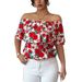 Aria Basics Aria Basics Cross-border Foreign Trade 2025 Summer European And American Vacation Style Off-Shoulder Short-Sleeve Shirt With_ecoleips.com