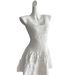 Pure White Knitted Camisole Dress Hollow Out Jacquard Alluring Style Waist Cinching Vest Skirt Summer New_ecoleips.com