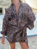 Women's Bohemian Style Paisley Print Two Piece Set Lightweight Jacket And Matching Skirt Summer Beach Vacation Clothing_ecoleips.com