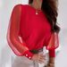 Women's Long Sleeve Fashion Round Neck Shirt Petal Sleeves Independent Station Wish Autumn Top For Foreign Trade_ecoleips.com
