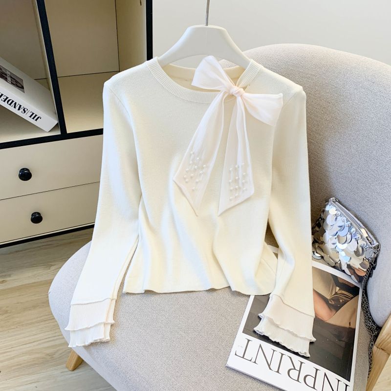 Women's Clothing Style Slim Fit Knit Top For Women Tie Waist Unique Design Autumn Chic Bulk Long Sleeve For Formal & Casual_ecoleips.com
