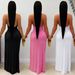 Women's Sexy Deep V Halter Neck Backpack Dress Fashion Hip Revealing Clothing_ecoleips.com