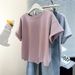 Women's Summer Casual Loose Fit Cotton T-Shirt With Split Hem - Korean Style Basic Tee For Everyday Wear_ecoleips.com