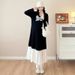 Autumn New Korean Fashion Lace Patchwork Maternity Dress_ecoleips.com