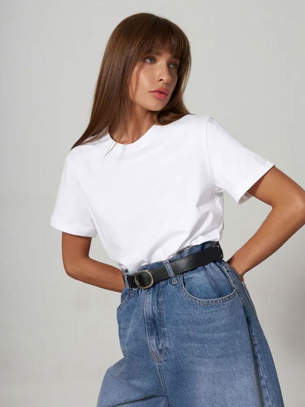Summer New Women's Fashion Casual Home Commuter Versatile Crew Neck Short Sleeve T-Shirt_ecoleips.com