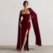 Women’s Clothing New Dress Square Collar Mopping Long Sleeves High Slit Solid Color Sexy Dress_ecoleips.com