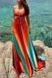 K New Sexy Suspender Gradient Sea Style Dress Beach Long Skirt_ecoleips.com