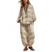 Women's Clothing Women's V Neck Printed Casual Top Long Sleeved Loose Fit Cotton Linen Striped Set Spring Autumn_ecoleips.com