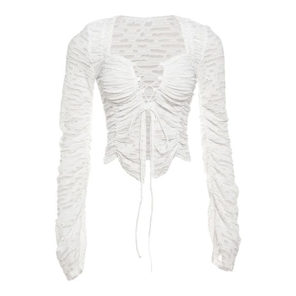 Women's Fashion Long Sleeve Cardigan Coat Sexy Hollowed out Strap Solid Color European American Style Autumn Winter New Clothing_ecoleips.com