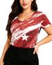 American Flag 4th Of July T Shirt Women Patriotic USA Graphic Star Stripes Fourth July Tee Casual V Neck Tee Tops_ecoleips.com