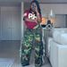 Women's Camouflage Wide Leg Pants European American Style Fashion Hot Girl Frayed Side Design Jeans_ecoleips.com