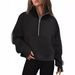 Aria Basics 2023 European And American Cross-Border Autumn Winter New Women's Sports Half-Zip Yoga Loose Stand Collar Fleece_ecoleips.com