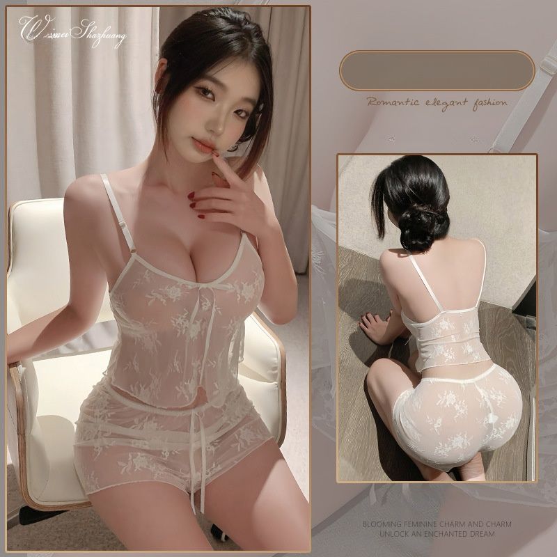 Purely Seductive Erotic Sleepwear, See-through Sheer Temptation Private Floral Pajamas, Date Night Outfit, Sexy Lingerie_ecoleips.com