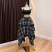 Women's High Waist Plaid Layered Asymmetrical Midi Skirt - Summer Fashion Trend_ecoleips.com