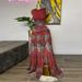 Women's Clothing Women's Clothing Spring New Sweet And Fresh Printed Round Neck High Waist Slit Dress Long Skirt_ecoleips.com
