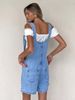 K European And American Overalls Slim Fit Fashionable Straight Tube One-piece Overalls Denim Shorts For Women_ecoleips.com
