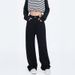 High-waisted Fleece-lined Black Straight-leg Jeans Women, Autumn Winter, Plus Size, For Pear-shaped Body Types, Loose_ecoleips.com