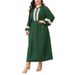 Elegant Plus Size Retro Dress For Women - Long Sleeve A-Line Maxi Dress With Polo Collar, Dark Green Office & Casual Wear (0XL-4XL)_ecoleips.com