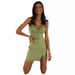 2025 Women's Two-Piece Lace-Up Camisole Top Sexy Slit Bodycon Short Skirt Set_ecoleips.com