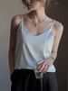 Women Halter V Neck Basic White Cami Spaghetti Strap Top Sleeveless Satin Silk 2026 Tank Tops Women'S Summer Camisole_ecoleips.com