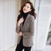 Qigu Niang Gray Women's Blazer Autumn And Winter 2023, Woolen Elegant Coat For Petite Ladies, Thick Versatile Top_ecoleips.com