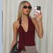 2025 Winter New Fashion Pure Desire Sexy Halter Low-Cut Backless Hollow Out Camisole Tops Wholesale For European And_ecoleips.com