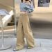 Wholesale American Retro Women's Jeans With A Unique Design, Patchwork Khaki Loose Wide-leg Straight Pants_ecoleips.com