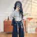 Women's Fleece-lined Flared Jeans 2025 New Model High-waisted Loose Elastic Wide-leg Denim Blue Straight Pants A8573_ecoleips.com