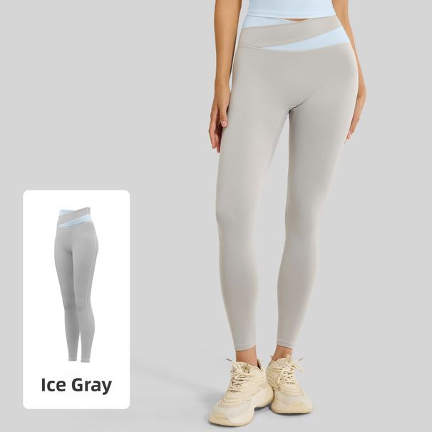 High-Waisted Stretchy Yoga Pants Nude Feel Patchwork Hip Lifting Fitness Running Pants For Women_ecoleips.com
