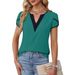 2026 European And American Cross-border Women's Clothing, Summer New Fashion Color-blocked V-neck Petal_ecoleips.com