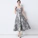 Vintage Jacquard Sleeveless Dress With Belt - High Waist Slim Fit Midi A-Line Dress For Women_ecoleips.com