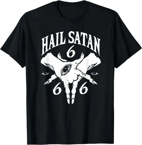 Women's T-Shirts Hail Satan Evil Devil Occult Satanic Pentagram Unholy 666 T-Shirt_ecoleips.com