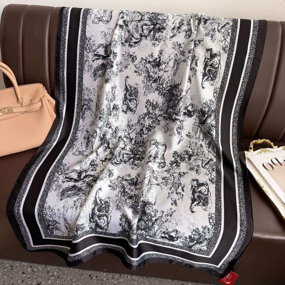 Women's Clothing Turkish Silk Scarf For Women Long Brocade Satin Imitation Sun Protection Shawl Muslim Fashion_ecoleips.com