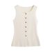 Trendy Knit Vest With Gold Buttons – Versatile Layering Piece For Women (Multiple Colors)_ecoleips.com