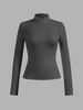 Women's Clothing Women's Solid Color Casual High Neck Long Sleeve T-Shirt Set 4-Piece Long Sleeve For Formal & Casual_ecoleips.com