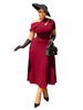 Women's Clothing Plus Size Clothes Asymmetrical Neckline Dress Slim Waist Hollowed Out Solid Color Summer Fashion American Style Casual_ecoleips.com