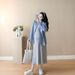 Spring New Korean Fashion Gray Knitted Camisole Dress + Blue Plaid Shirt Two-Piece Set For Pregnant Women_ecoleips.com