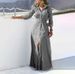 Women's Bohemian Style Striped Cardigan Dress Polo Collar Cotton Linen Three Quarter Sleeve New European American Fashion_ecoleips.com